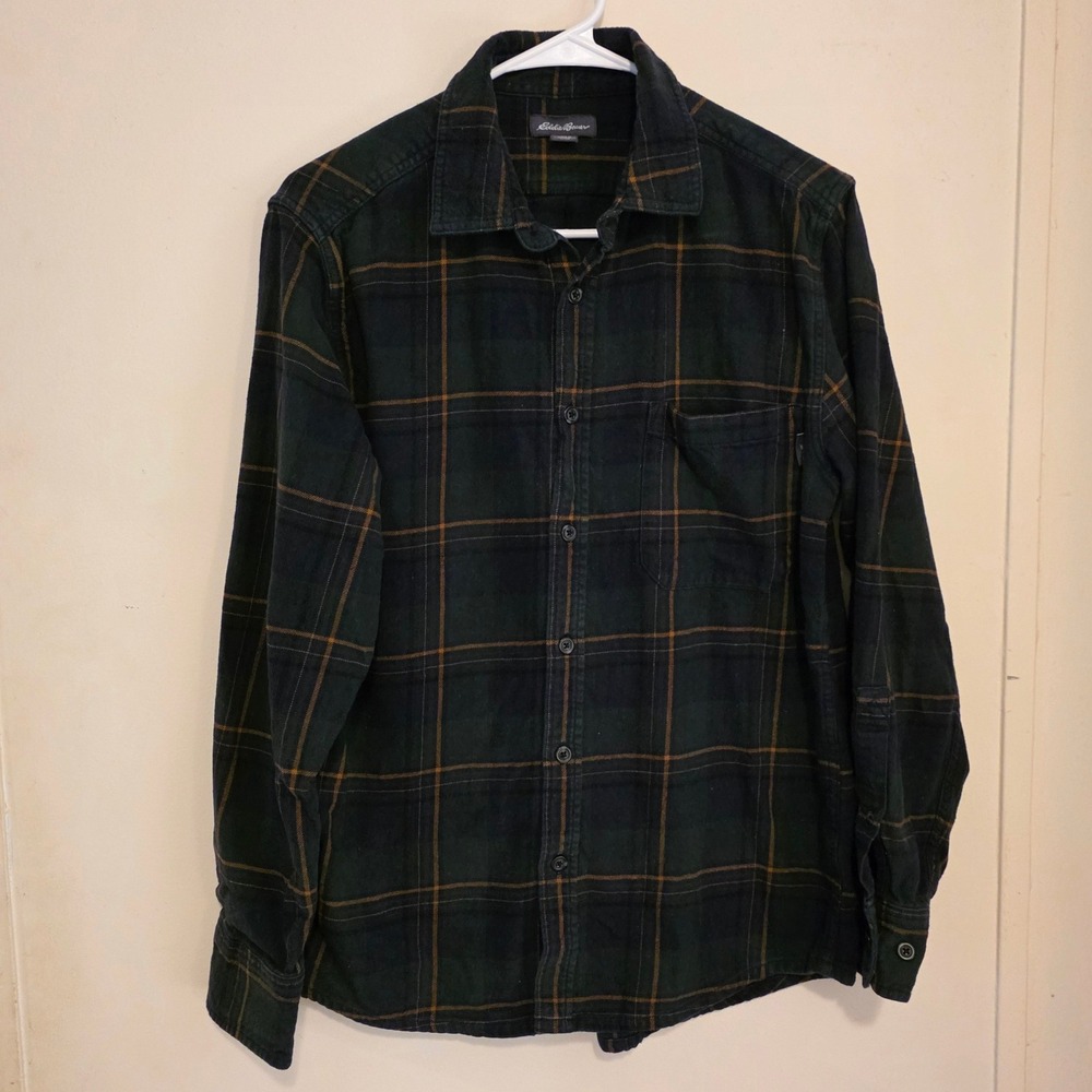 Eddie Bauer Mens Flannel Shirt Size Small Outdoor Plaid Button Down Cotton